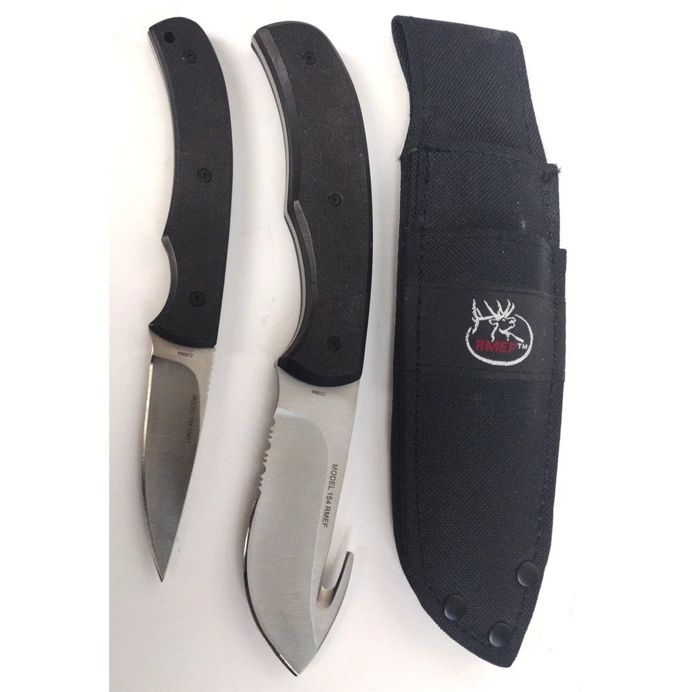 RMEF Browning Model 154 Hunting Knife Set With Sheath Includes 2 Knives NWOB